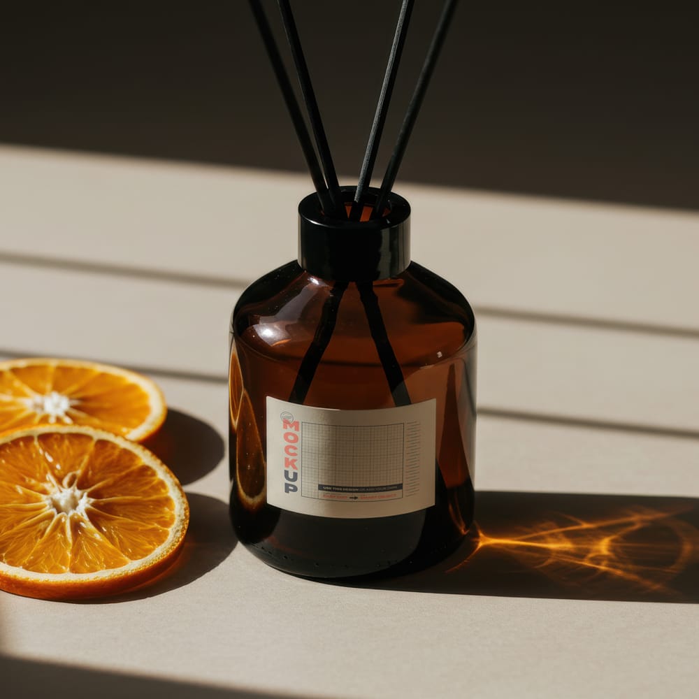 Free Air Freshener Stick Rods Label Mockup PSD