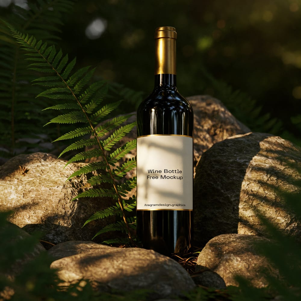 Free Bottle of Wine Mockup PSD