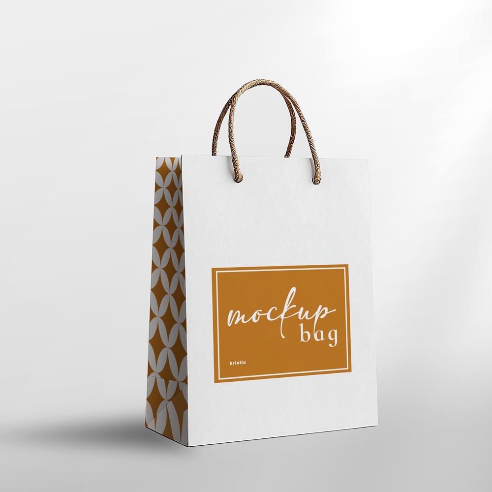 Free Branded Paper Shopping Bag Mockup PSD