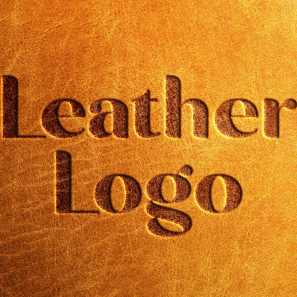 Free Bright Leather Stamping Logo Mockup PSD