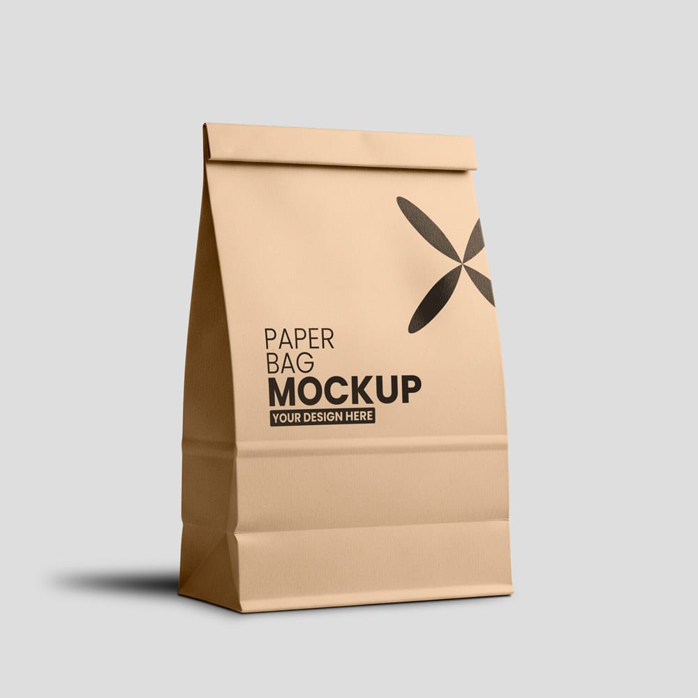 Free Brown Paper Bag Mockup Template PSD