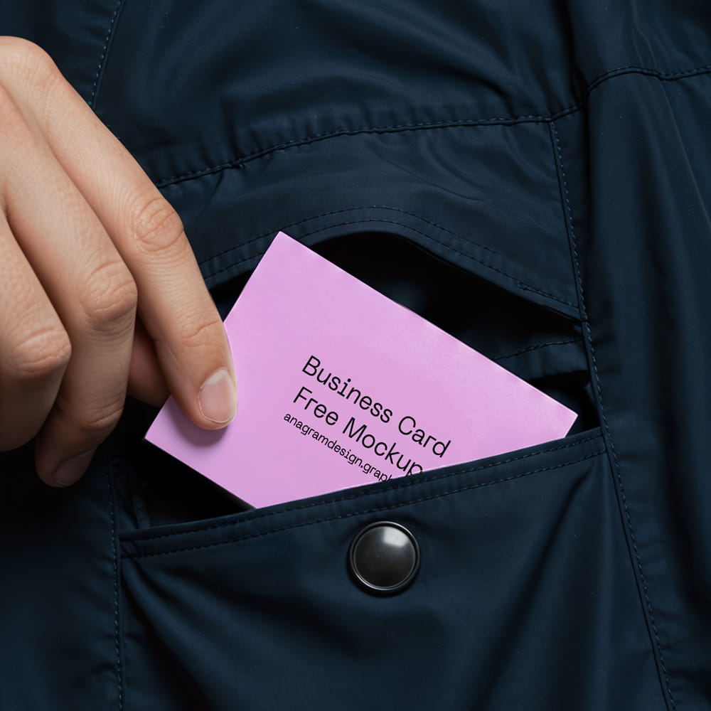 Free Business Card Mockup in a Jacket Pocket PSD