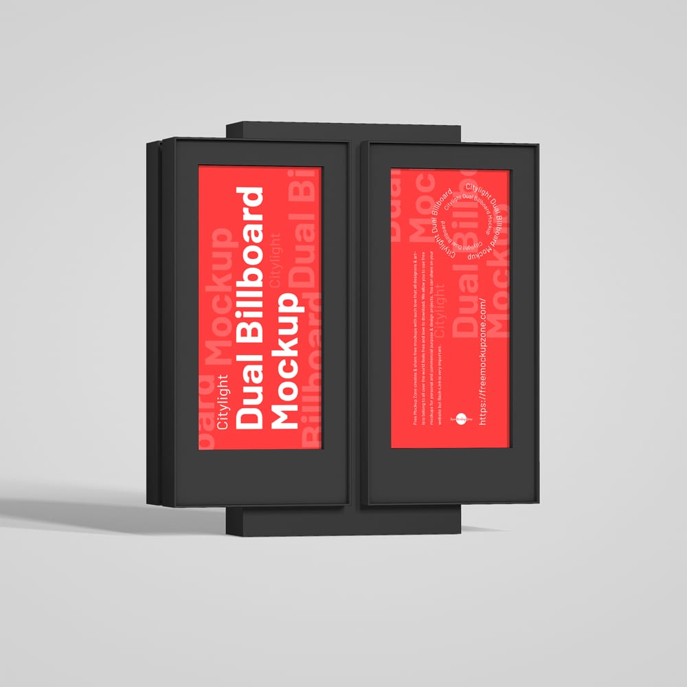 Free Citylight Dual Billboard Mockup PSD