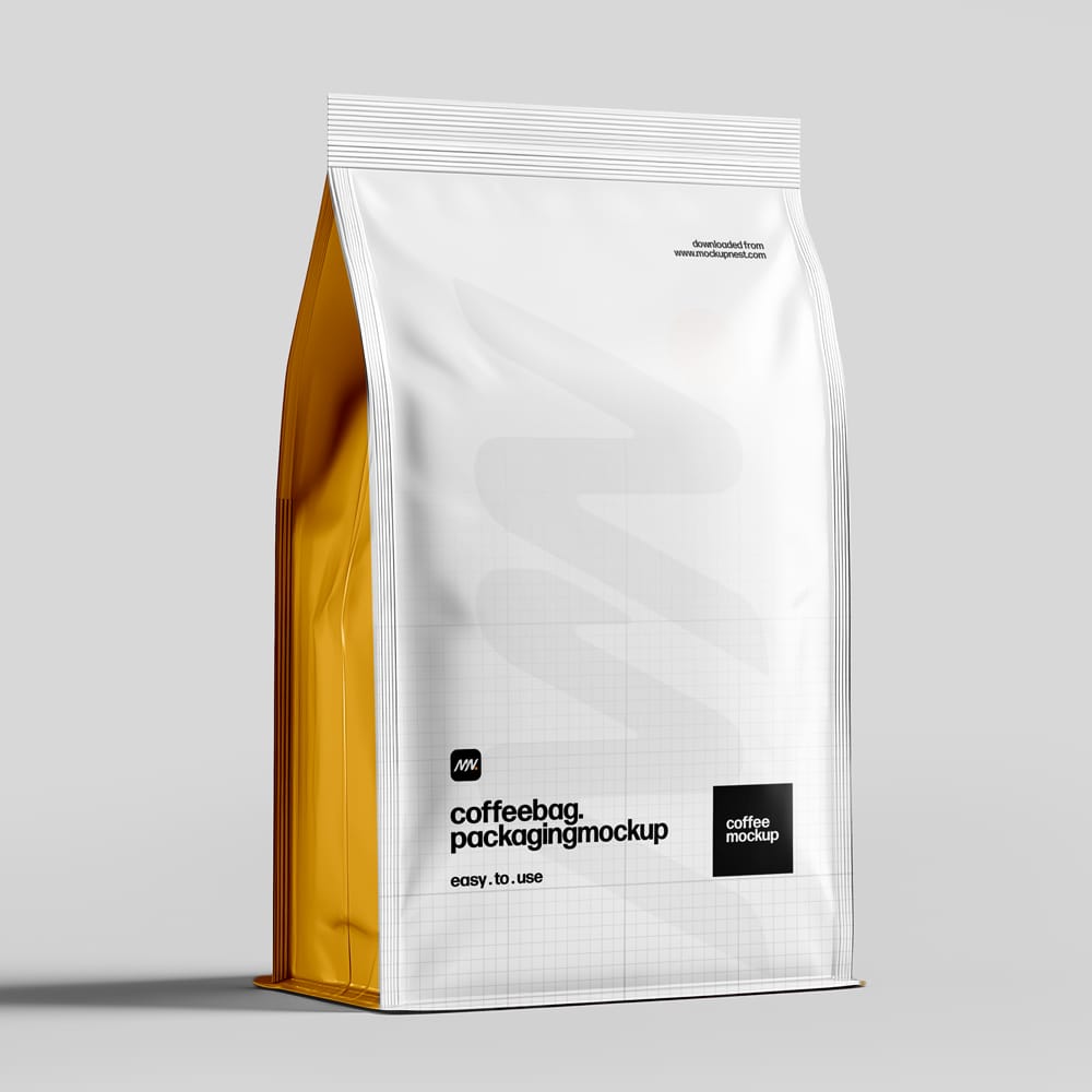 Free Coffee Bag Packaging Mockup PSD