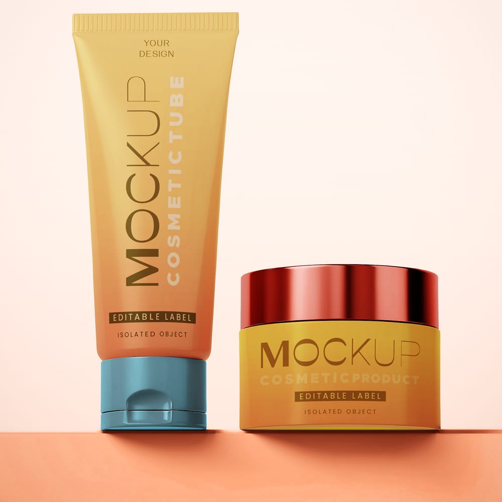 Free Cream Tube Cosmetic Mockup PSD