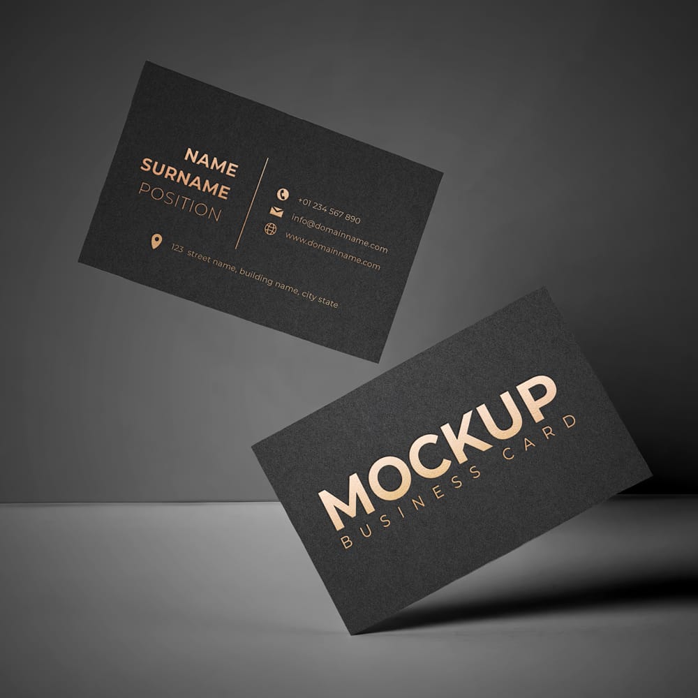 Free Dark Business Card Mockup PSD