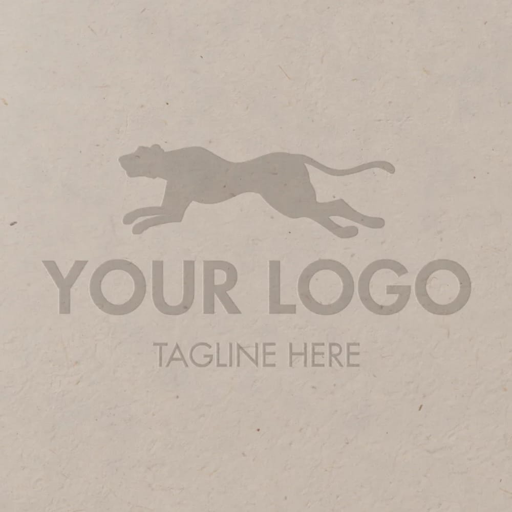 Free Debossed Lotka Paper Logo Mockup PSD