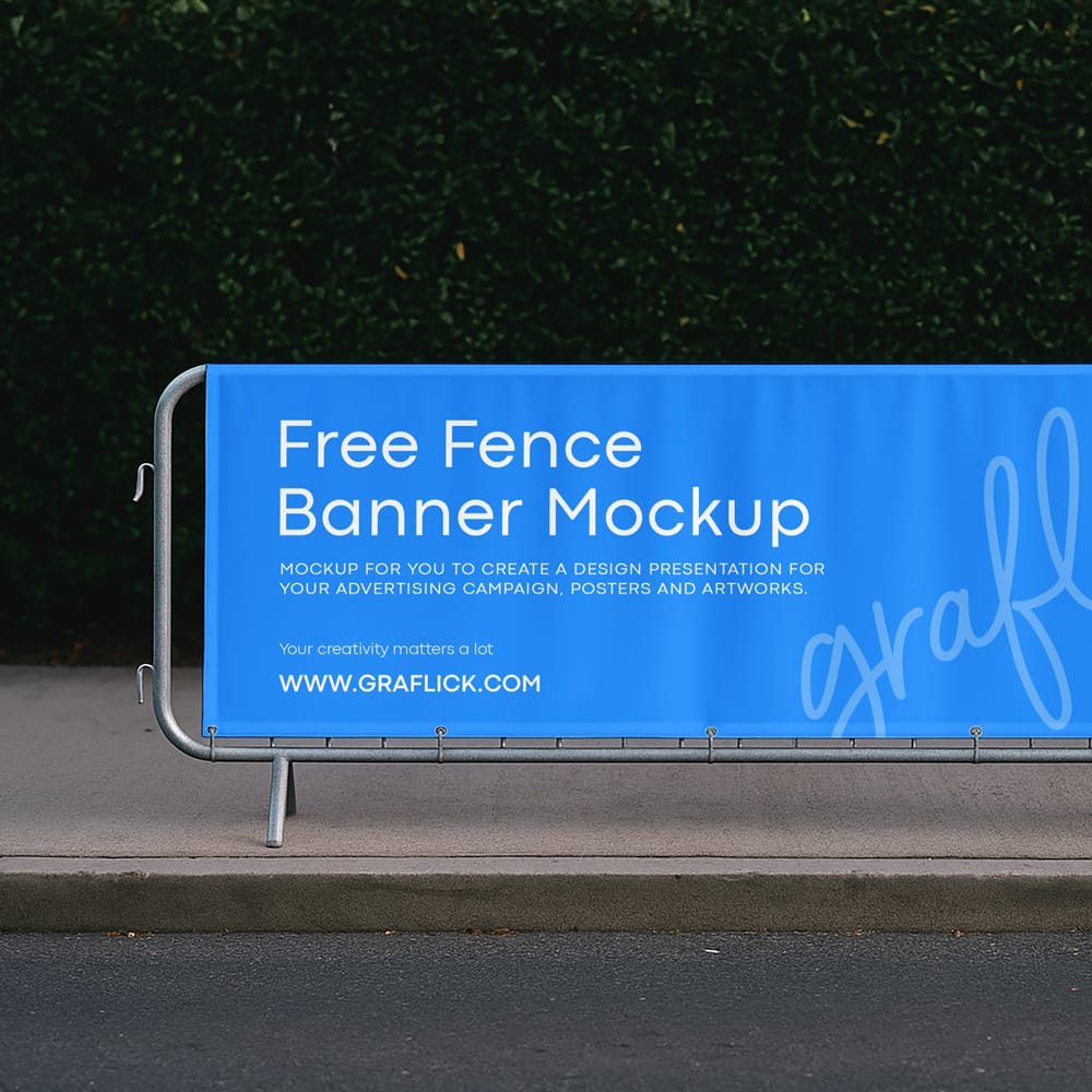 Free Fence Banner Mockup PSD