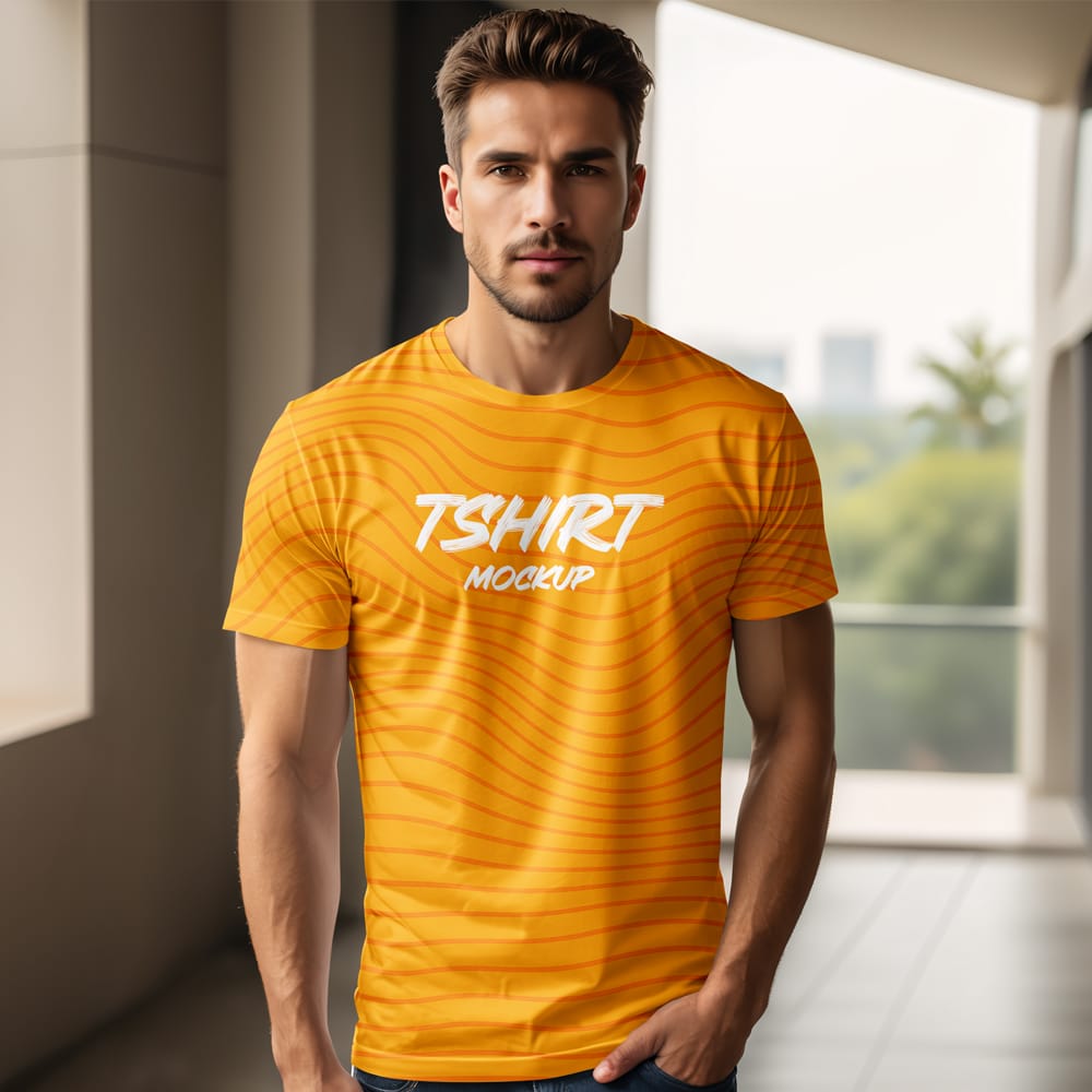 Free Full Print T-shirt Mockup PSD