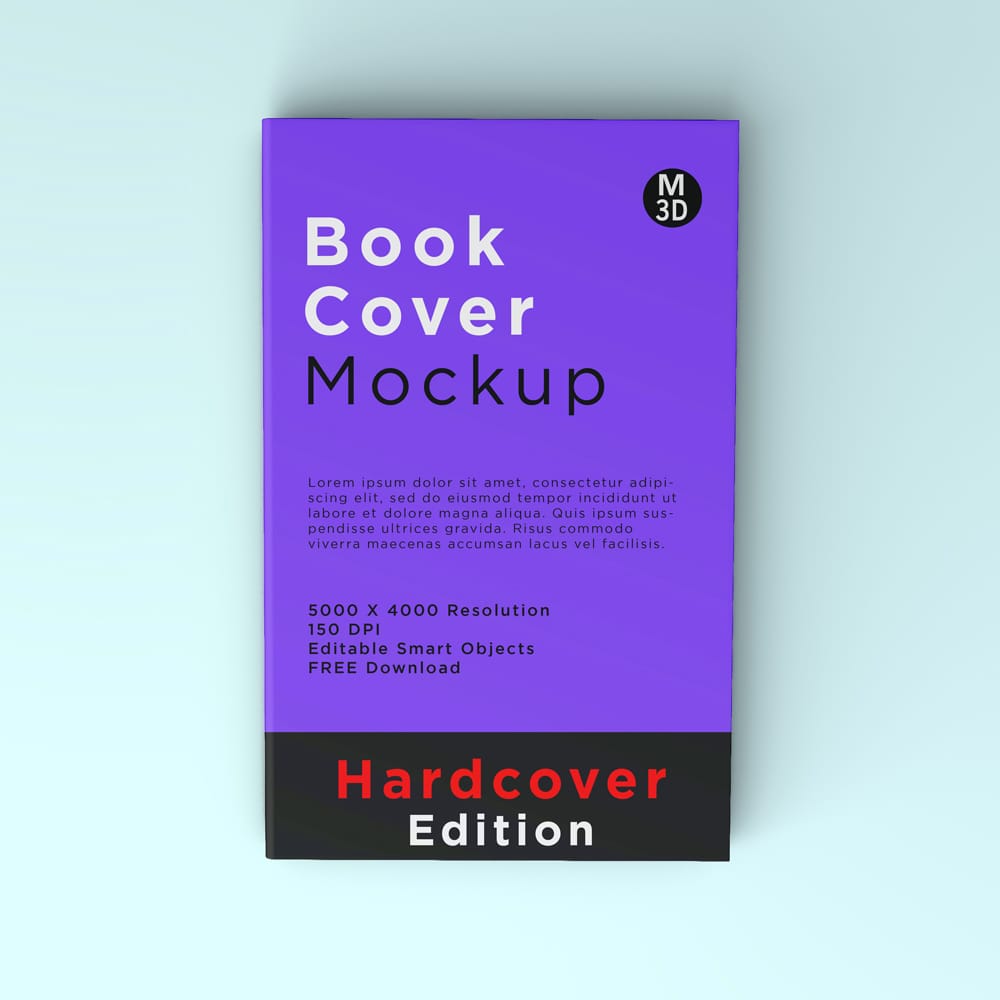 Free Hardcover Book 3D Mockup PSD