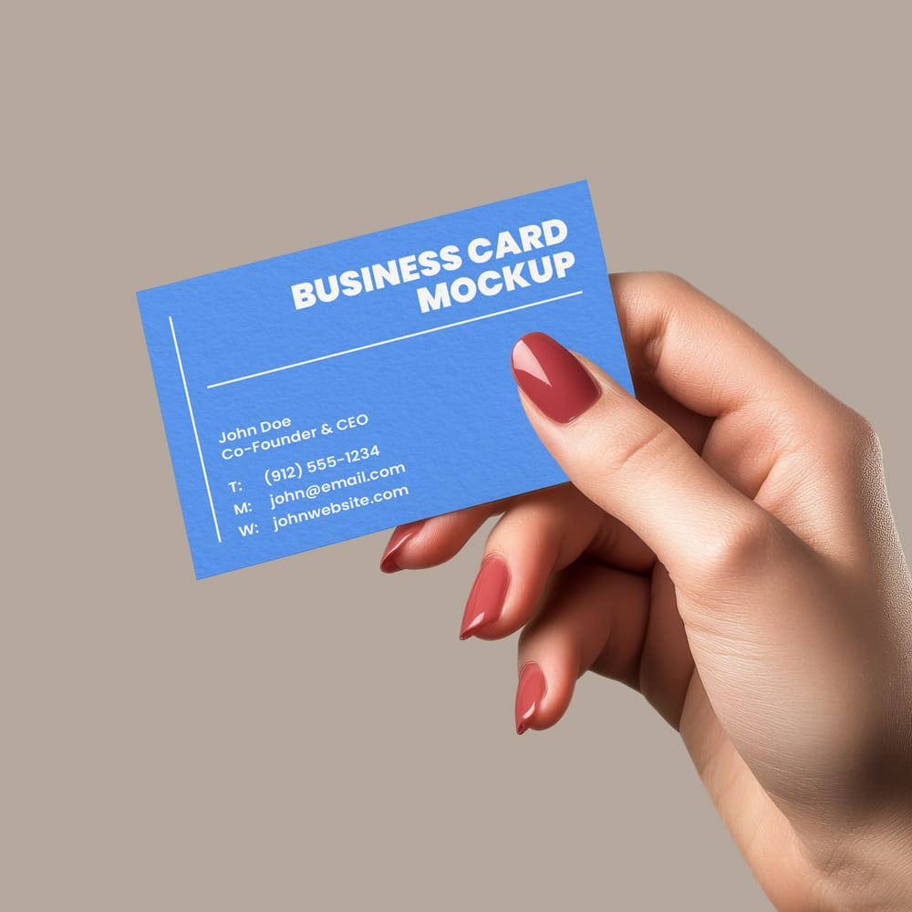 Free Holding Business Card Mockup PSD