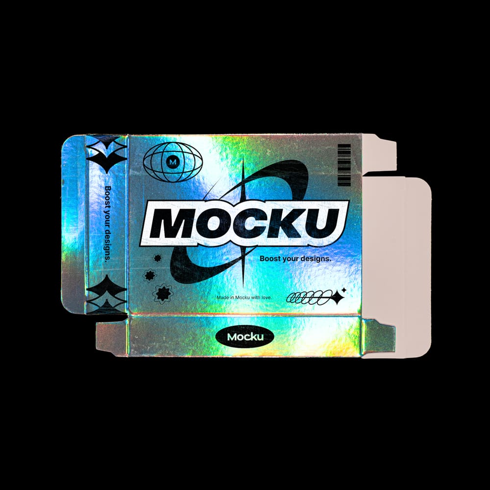 Free Holographic Box Mockups PSD