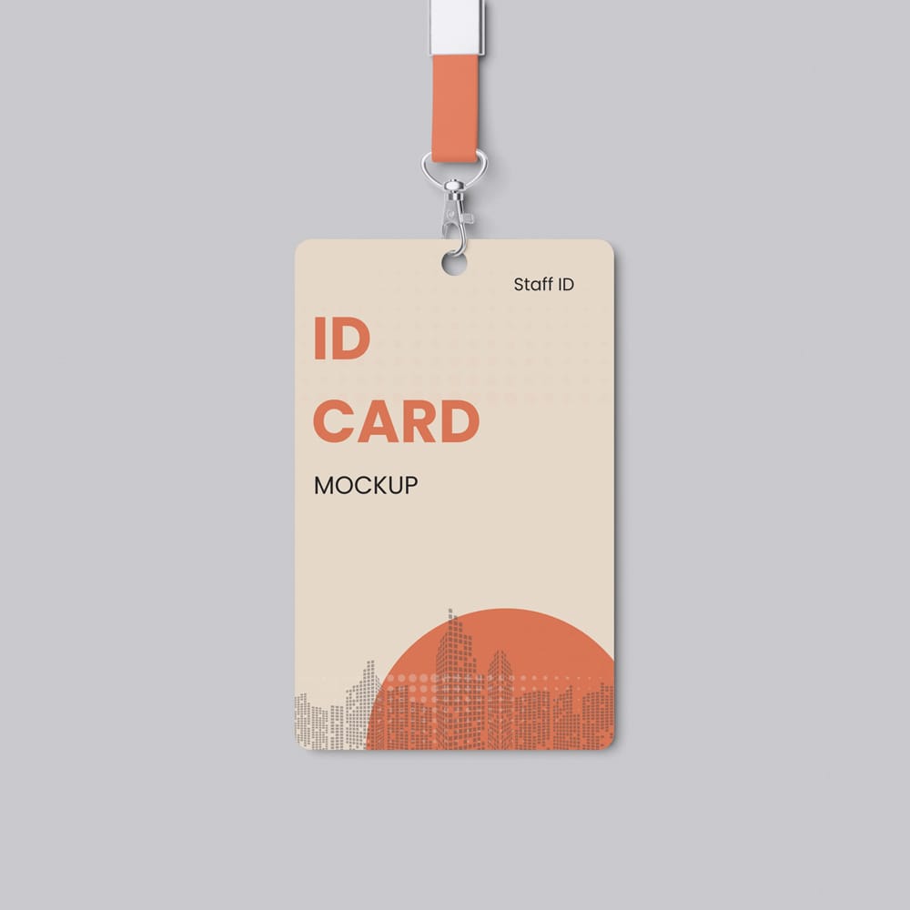 Free ID Card and Lanyard Mockup PSD