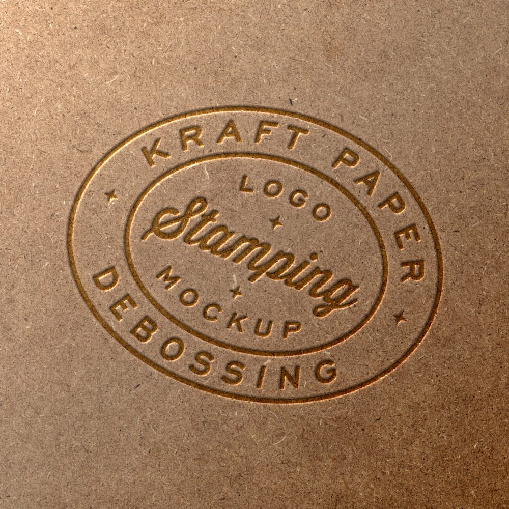 Free Kraft Paper Stamping Debossing Logo Mockup PSD
