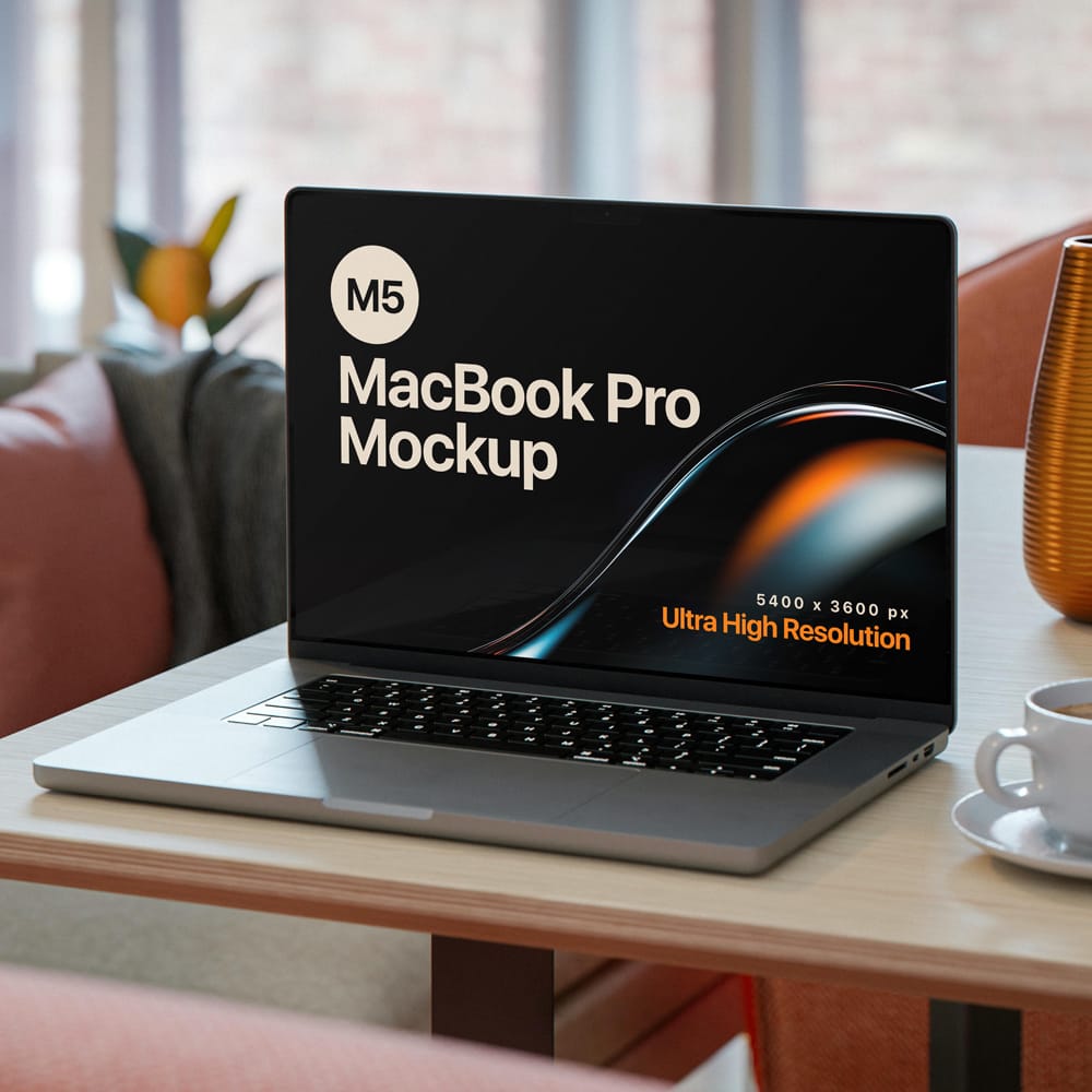 Free M5 MacBook Pro 2026 Mockup PSD