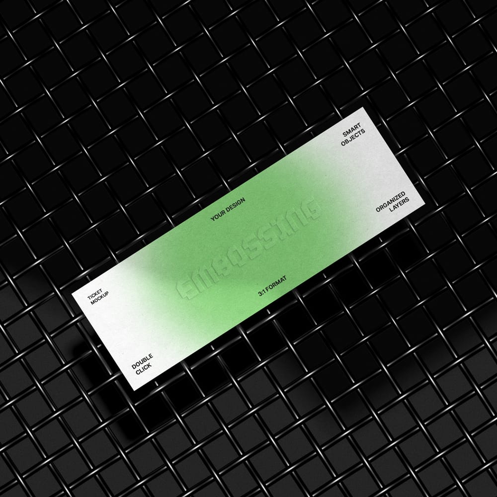 Free Metal Mesh 3:1 Ticket Mockup PSD