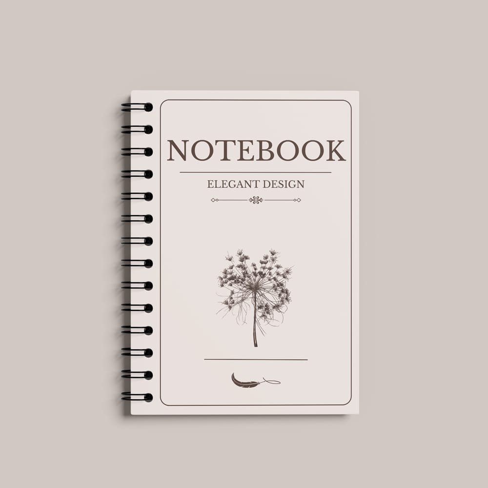 Free Minimalist Spiral Notebook Mockup PSD