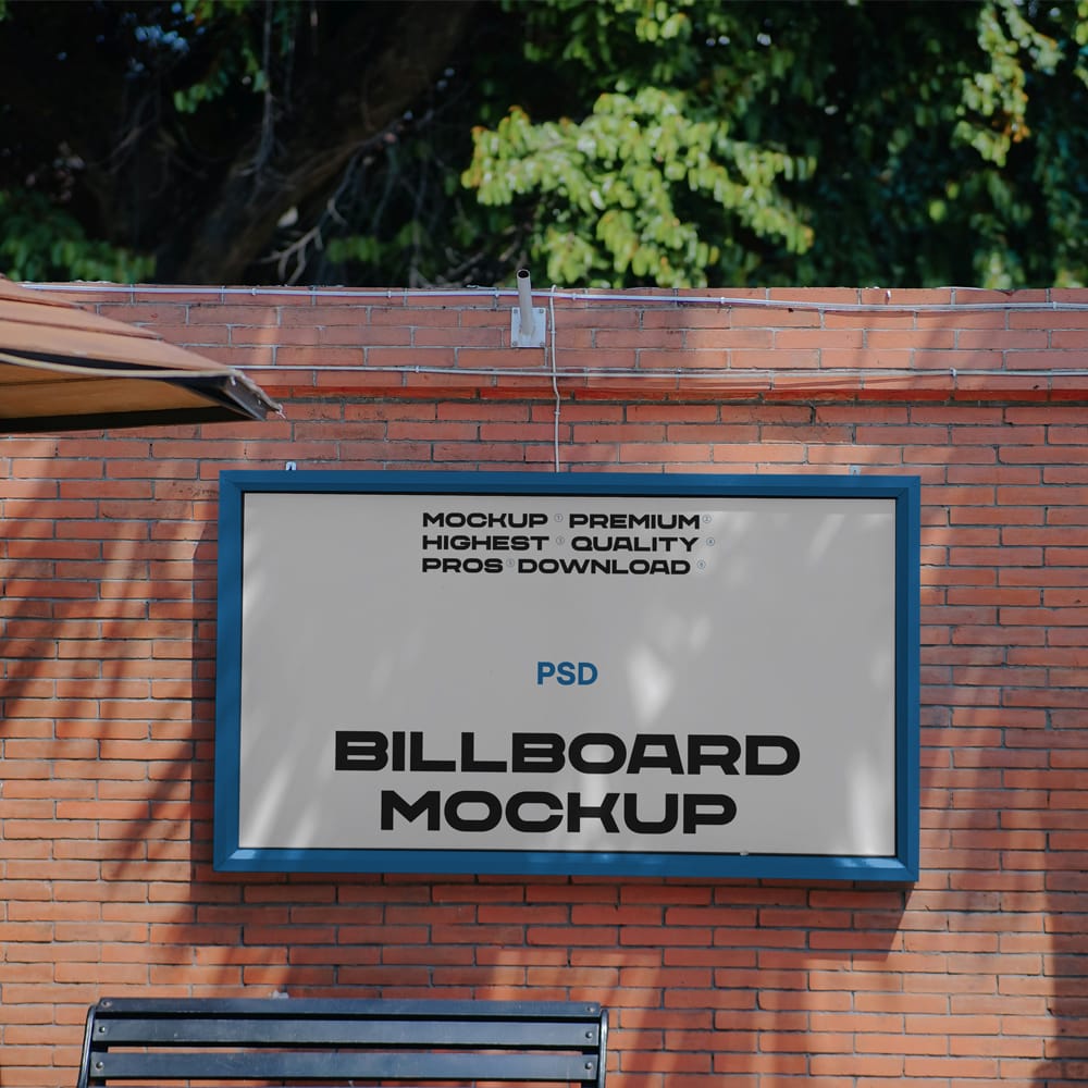Free Modern Billboard Mockup on a Brick Wall PSD