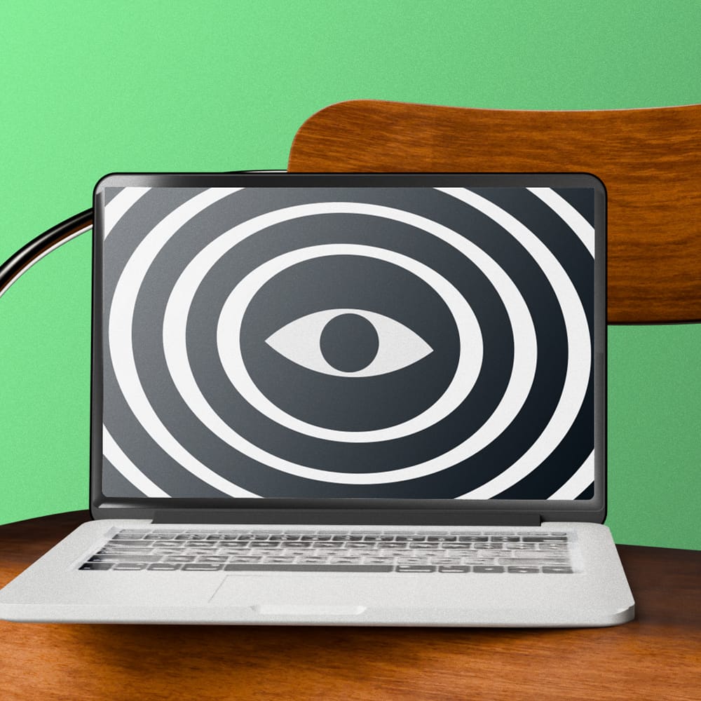 Free Modern Macbook Mockup on a Chair PSD