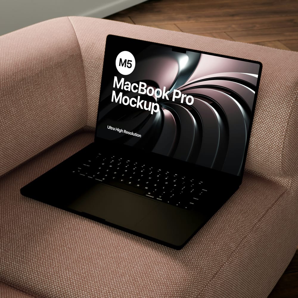 Free On Couch M5 MacBook Pro Mockup PSD