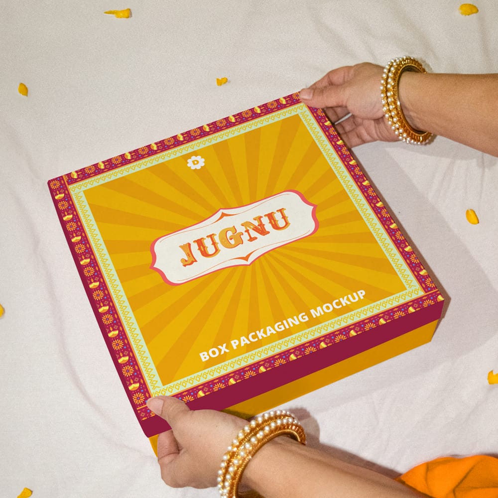 Free Opening Festive Box Mockup PSD