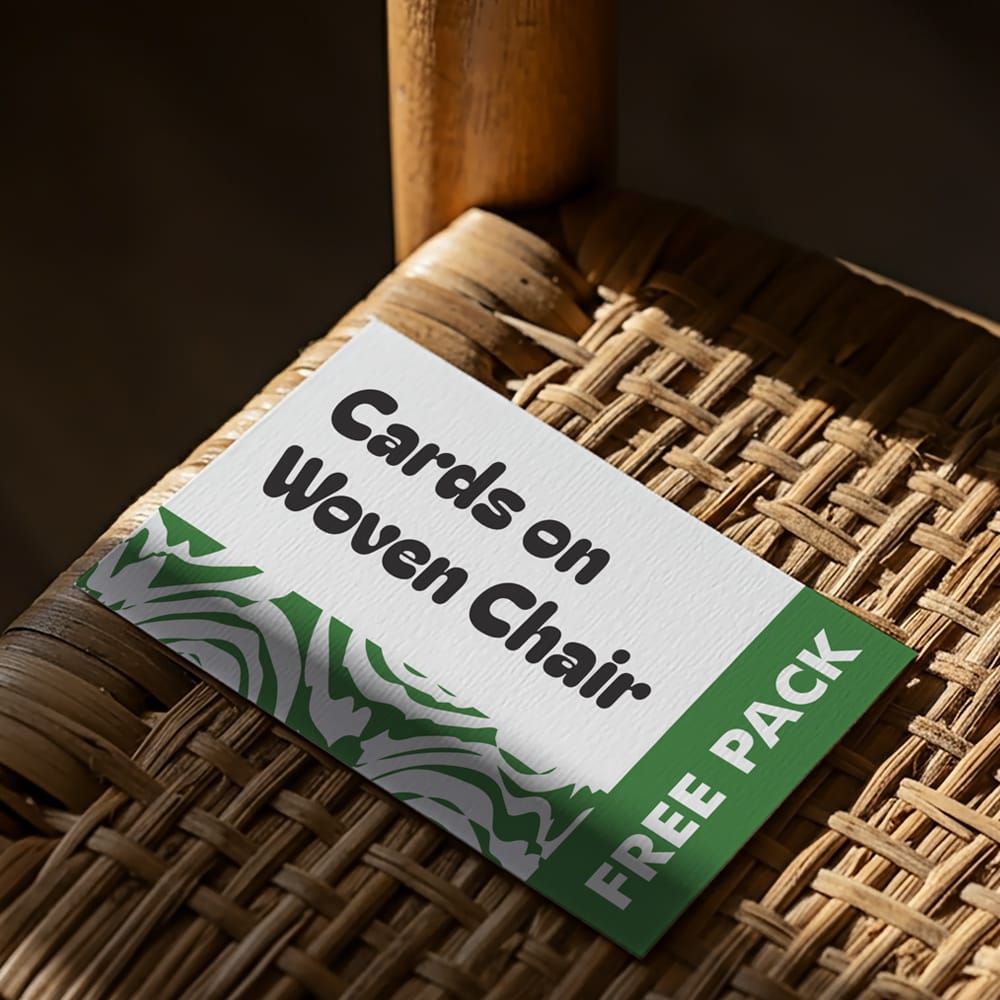 Free Pack Cards on Woven Chair Mockup PSD