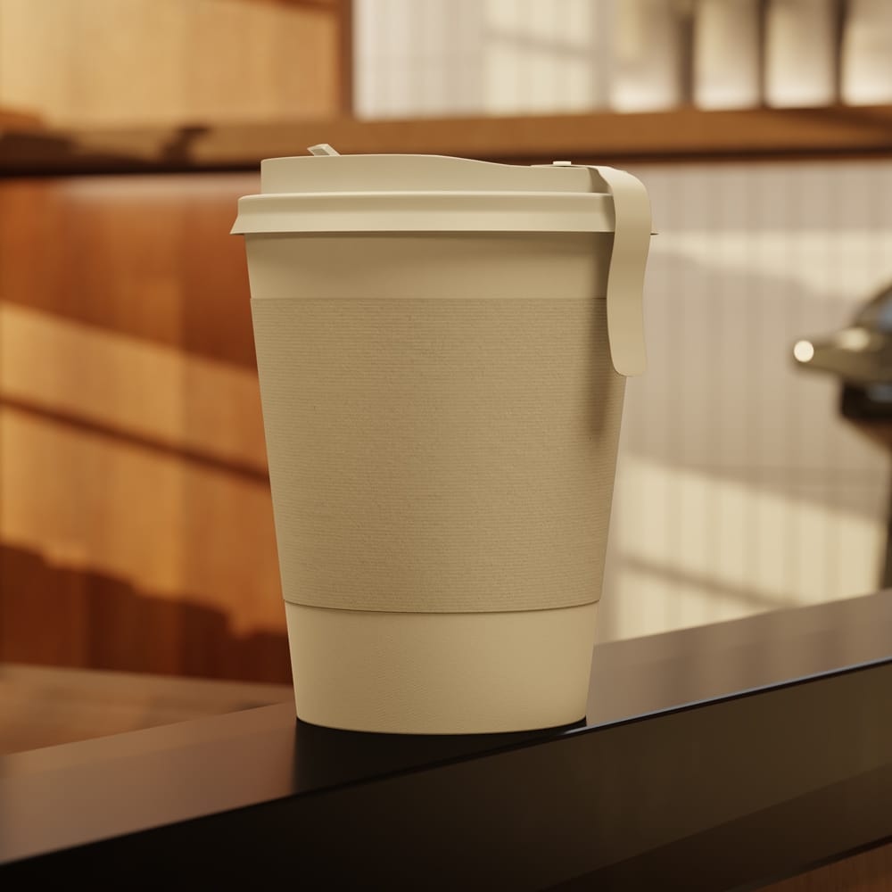 Free Paper Cup with Cover Tag Mockup PSD