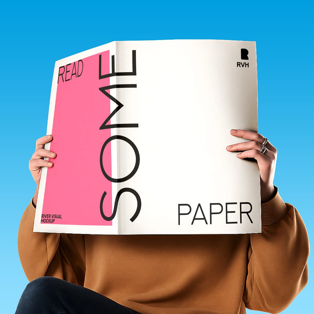 Free Reading a Paper Mockup PSD