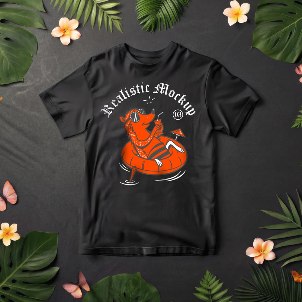 Free Realistic Black T-shirt Mockup PSD