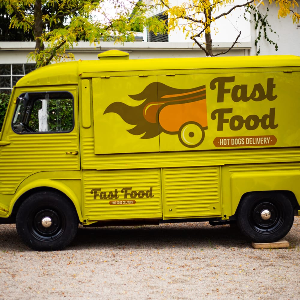 Free Realistic Food Truck Mockup PSD