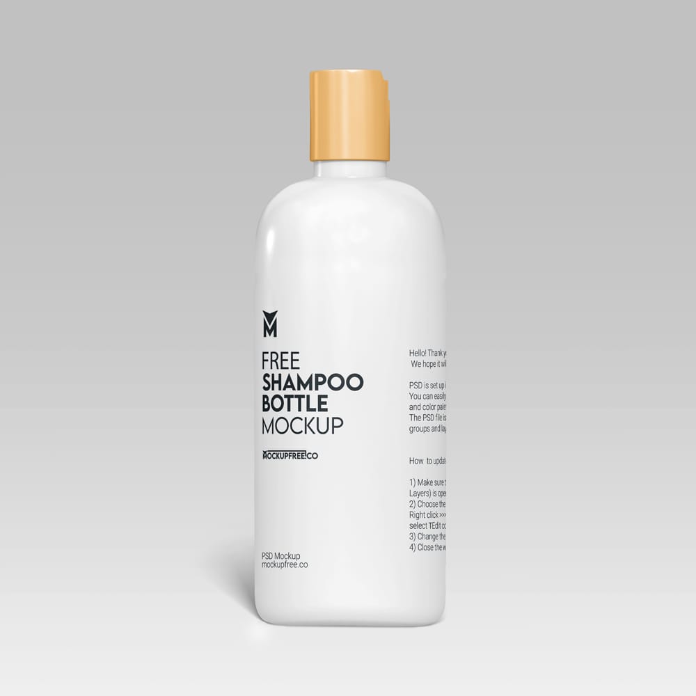 Free Realistic Shampoo Bottle Mockup PSD
