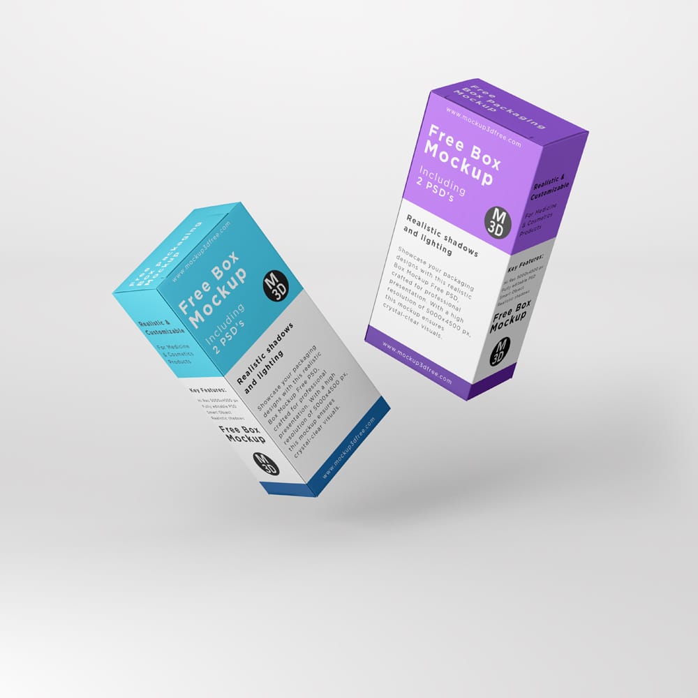 Free Rectangle Box Packaging Mockup Template PSD