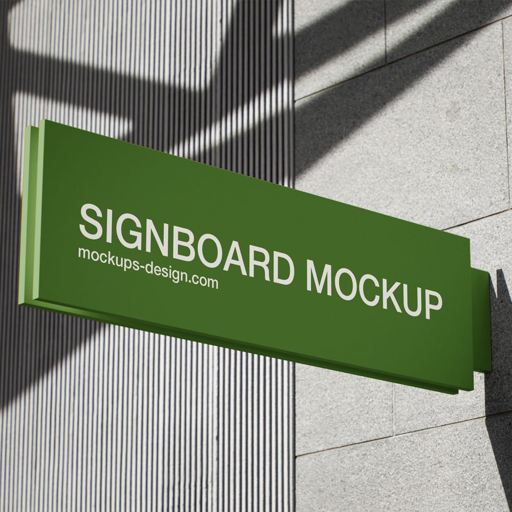 Free Rectangular Signboard Mockup Template PSD
