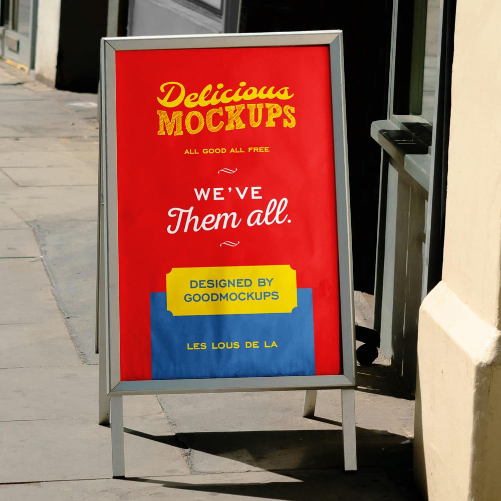 Free Snap Open A-Frame Sidewalk Sign Mockup PSD