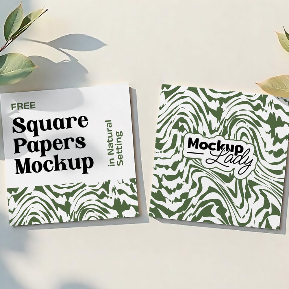 Free Square Papers Mockup in Natural Setting PSD