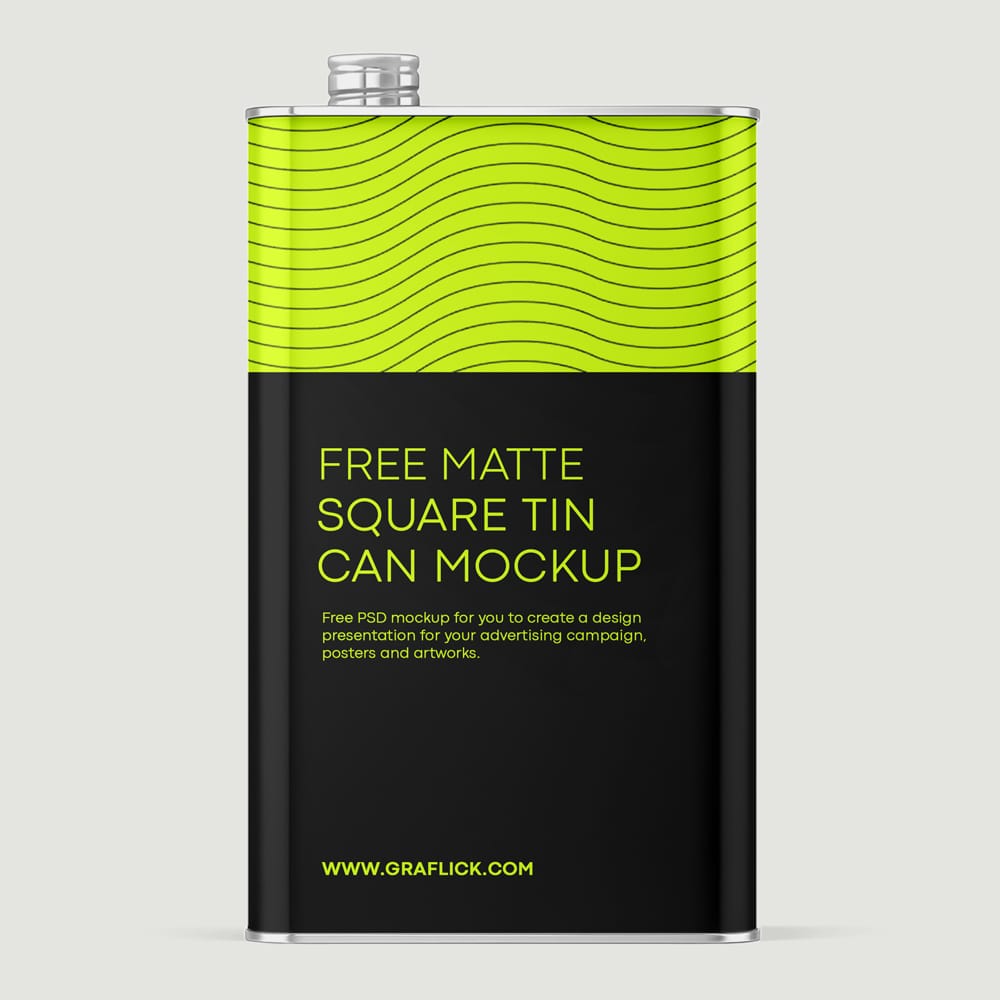 Free Square Tin Can Mockup Template PSD