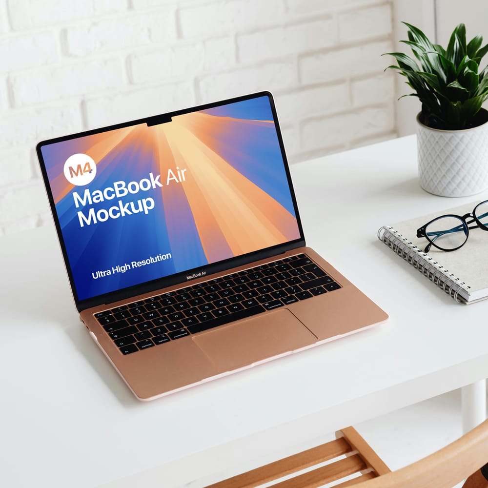 Free Starlight 13″ M4 MacBook Air Mockup PSD