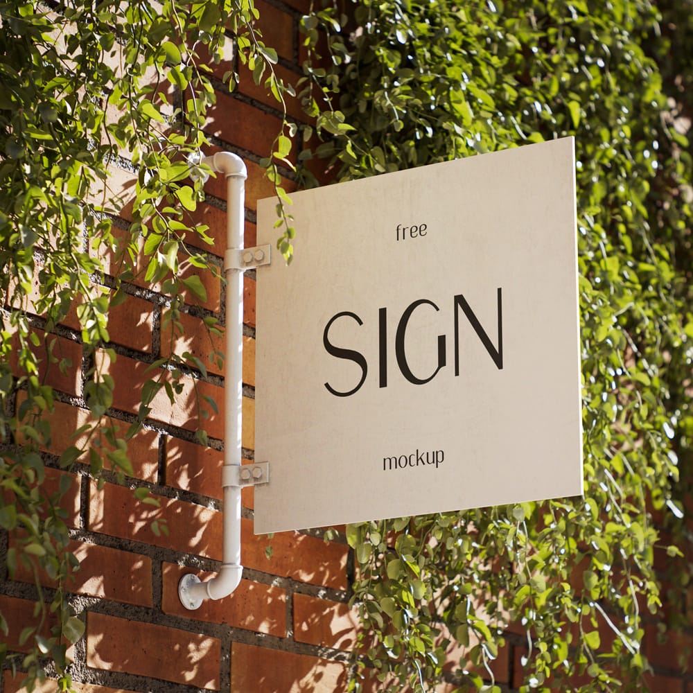 Free Sunlit Signboard Mockup PSD