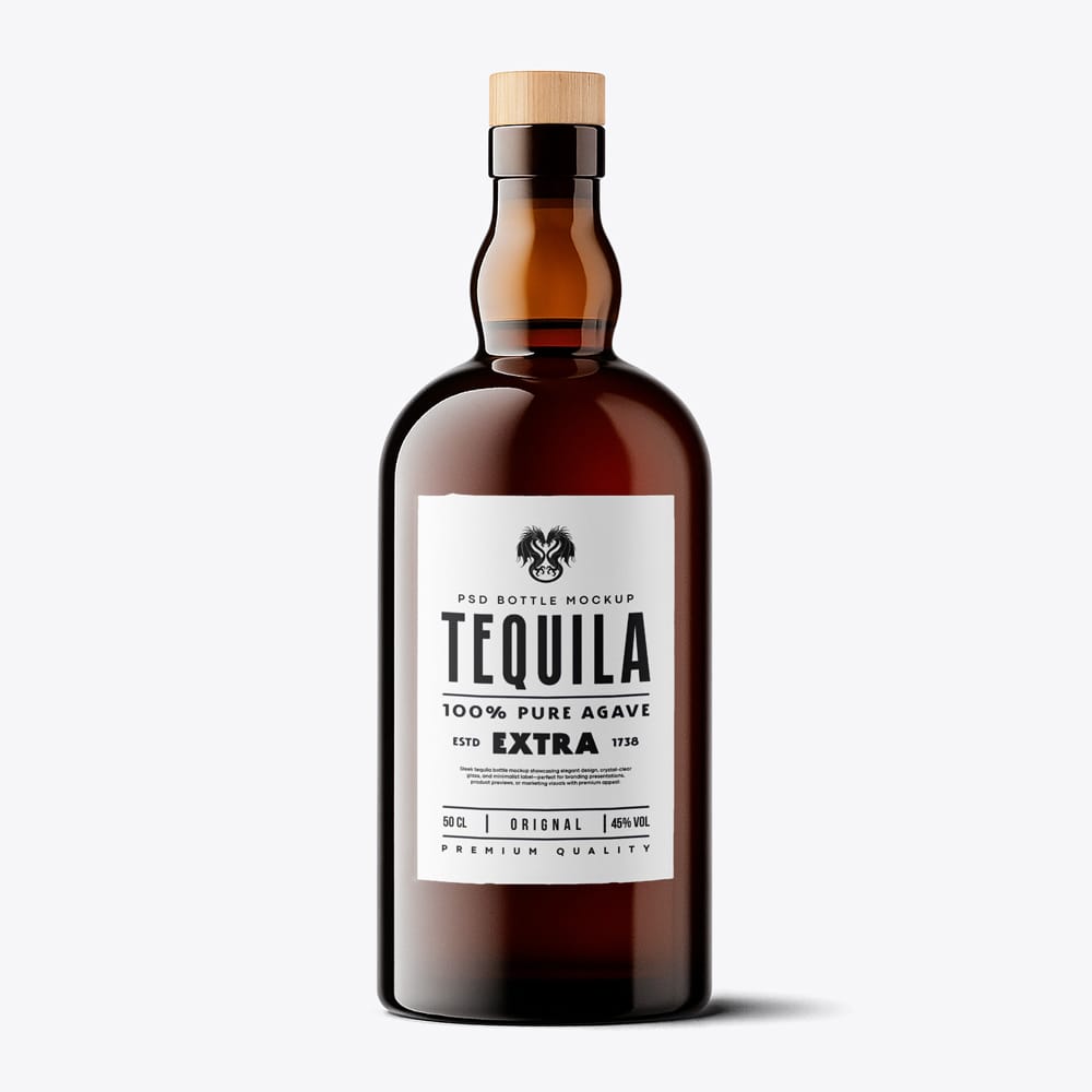 Free Tequila Bottle Mockup PSD
