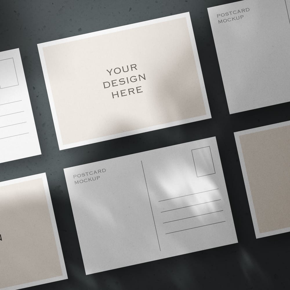 Free Tiled A6 Postcards Mockup PSD