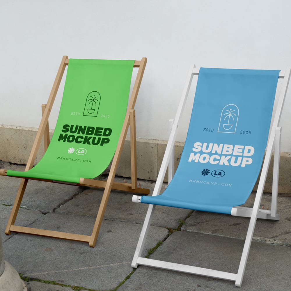 Free Two Outdoor Sunbed Mockup PSD