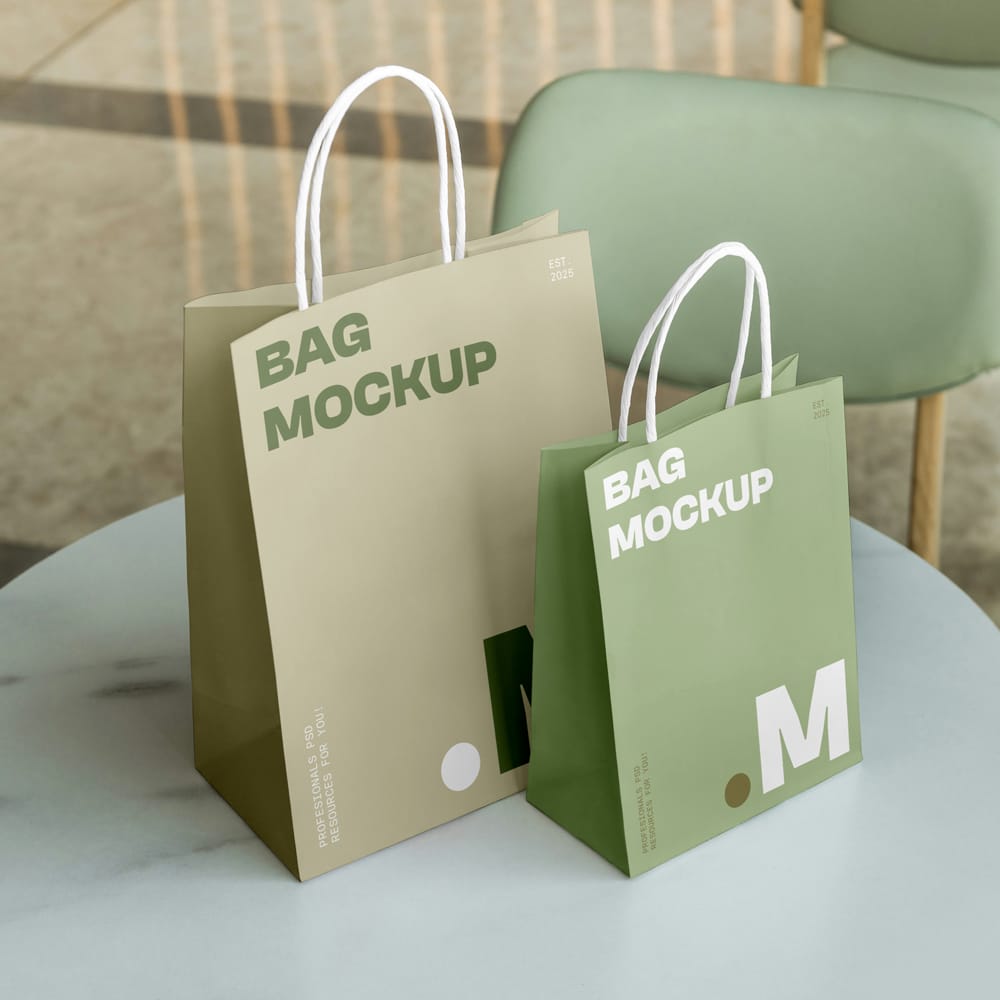 Free Two Shopping Bag Mockups PSD