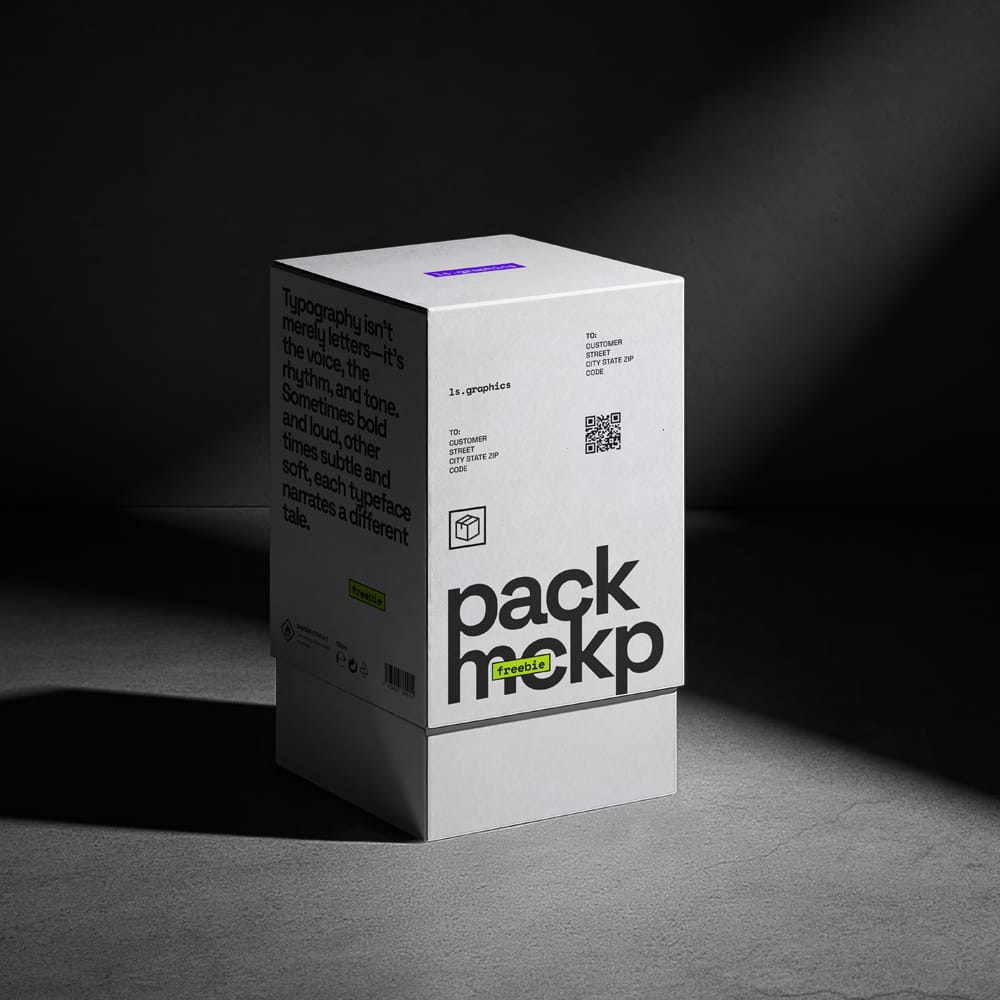Free Vertical Packaging Box Mockup PSD