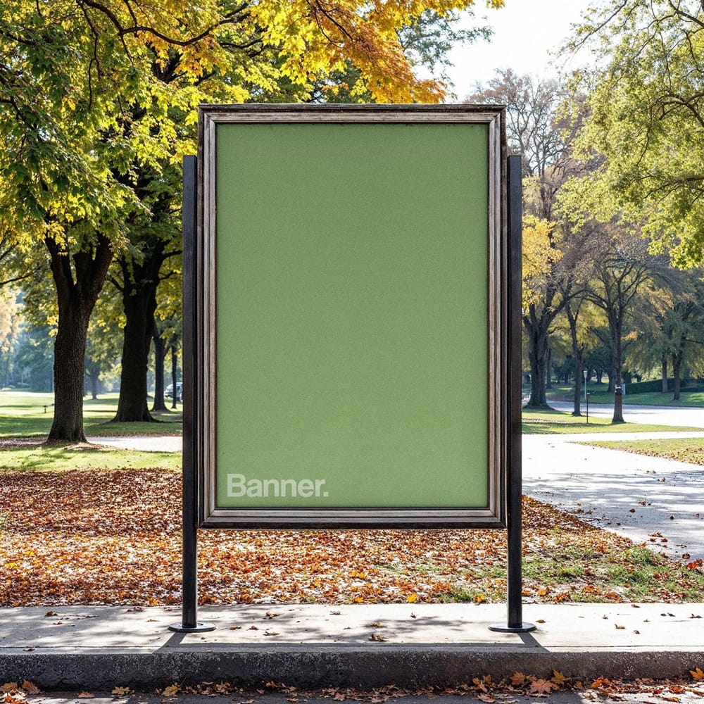 Free Vertical Park Banner Mockup PSD