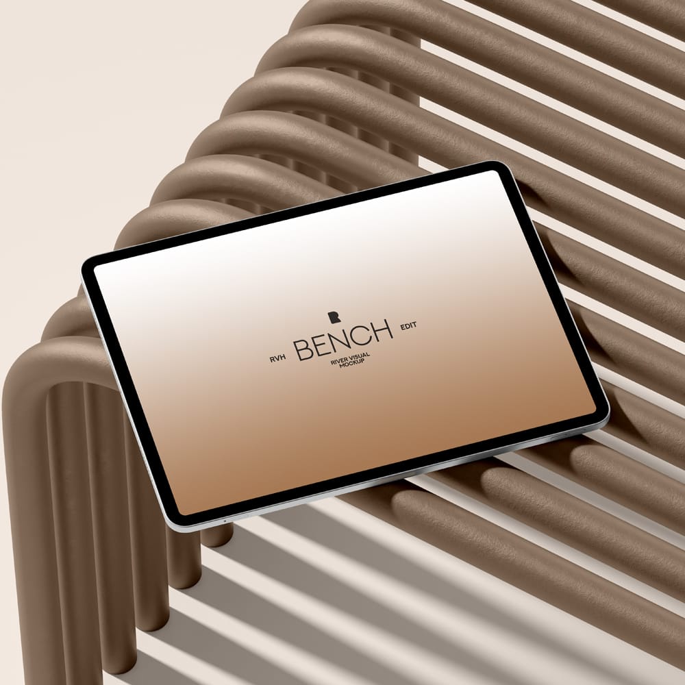 Free iPad Pro Bench Series Mockup PSD