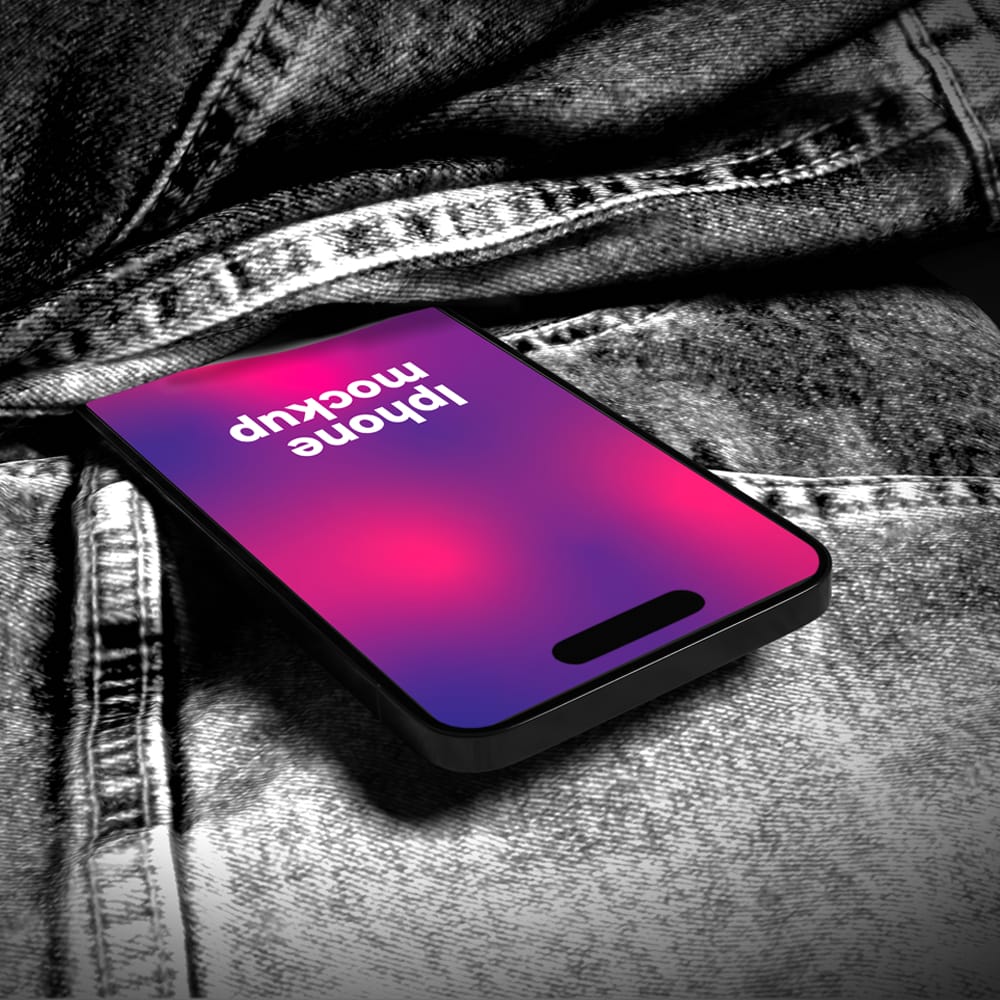 Free iPhone Mockup on Denim Background PSD
