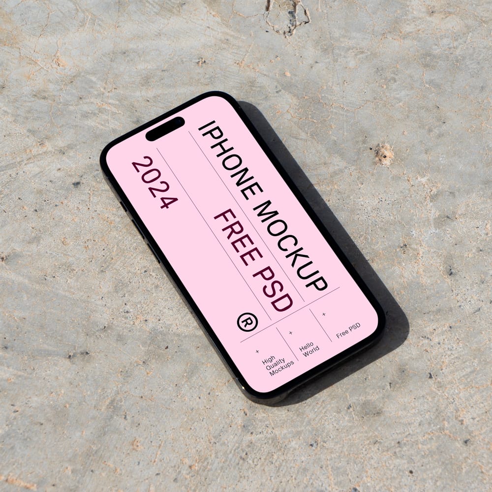 Free iPhone Pro on Path Mockup PSD