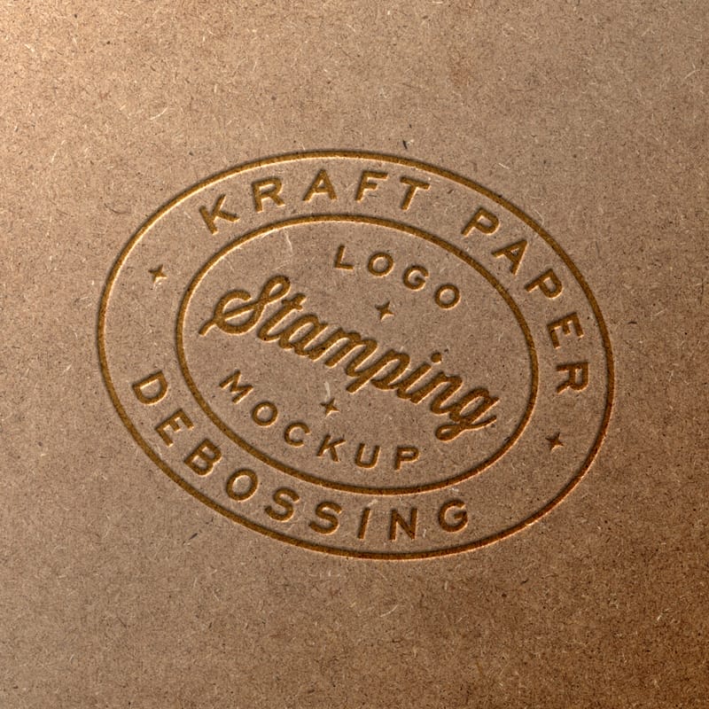 Kraft Paper Stamping Debossing Logo Mockup PSD