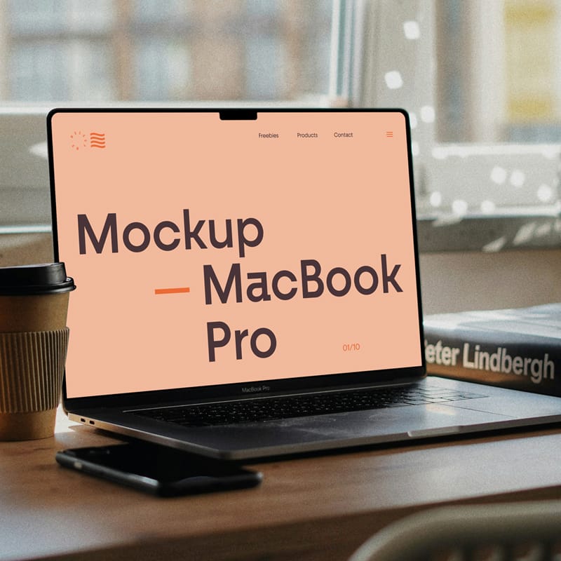 MacBook Pro on Writing Desk Mockup PSD