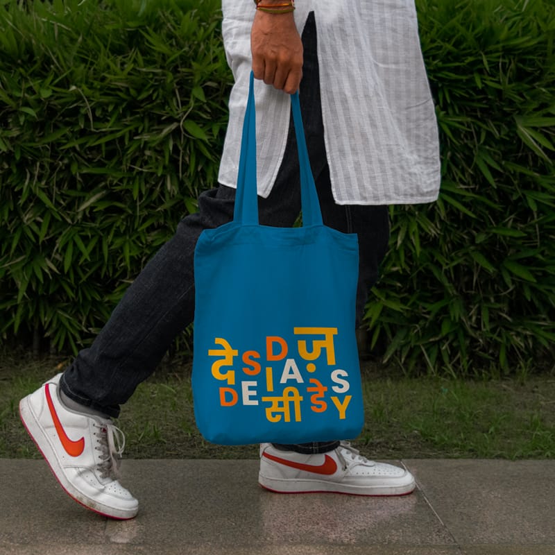 Man in Kurta Holding a Tote Bag Mockup PSD